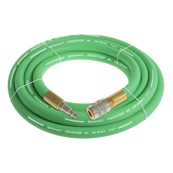 3/4" x 15' Green EPDM Air Hose, 250 PSI, 3/4" Ind. Interchange M+F QC
